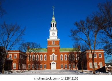 Hanover, NH, USA December 17 Baker Tower Stands In The Center Of The Dartmouth University Campus In Hanover, New Hampshire