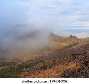 Hanra Moutain In Jeju South Korea - Top View Of The Dry Crater Lake