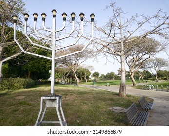 Hanukiah In Menachem Begin, Darom Park, Tel-Aviv, Israel