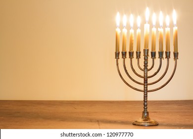 Hanukkah Menorah With Candles