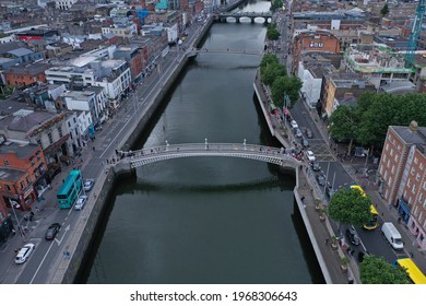 The Hapenny Bridge On The River Liffey, Dublin Ireland July 2019