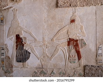 Hapi Egyptian God Of The Nile Flood At Hatshepsut Temple . Luxor .Egypt.