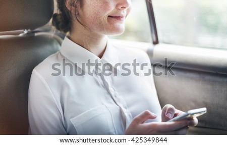 Happiness College Car Vehicle Connecting Girl Concept