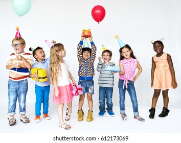 Happiness group of cute and adorable children having party