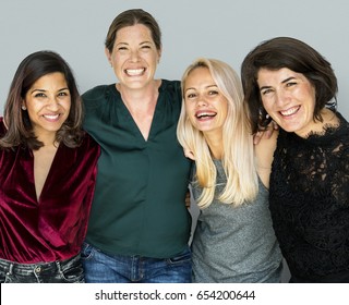 Happiness Group Of Women Huddle And Smiling Together