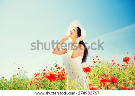 Similar – Image, Stock Photo Woman in poppy field