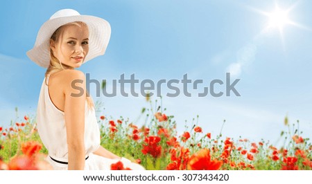 Similar – Image, Stock Photo Woman in poppy field