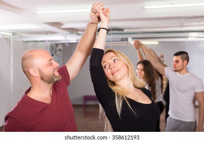 Happy 40 Years Old  People Having Dancing Class Indoors