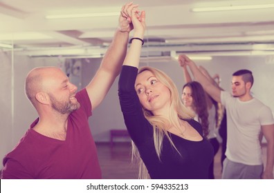 Happy 40 Years Old  People Having Dancing Class Indoors