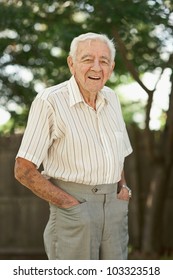 Happy 90 Year Old Senior Man Standing Outside