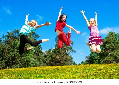 Happy Active Children Jumping