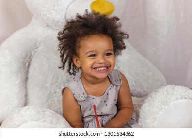 Happy African American Baby Girl Smiling Stock Photo 1301534362 ...