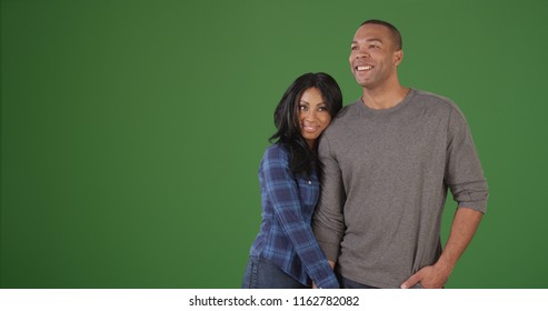 Happy African American Couple Spending Time Together On Green Screen