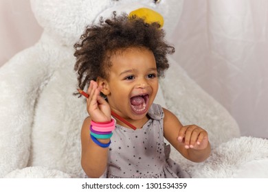 Happy African American Embarrassed Baby Girl Stock Photo 1301534359 ...