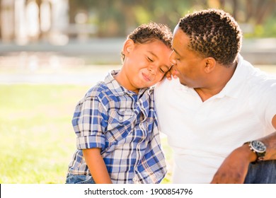 Happy African American Father and Mixed Race Son Playing At The Park. - Shutterstock ID 1900854796