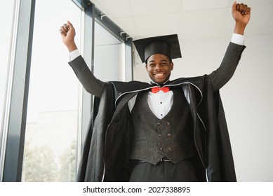 Happy African American Law School Graduate On Graduation Day