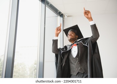 Happy African American Law School Graduate On Graduation Day