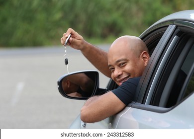 Happy African American Man With His New Car