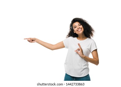 Happy African American Woman Pointing Finger Stock Photo 1442733863 ...