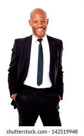 Happy African Business Man With His Hands In His Pockets Shot On An Isolated Background