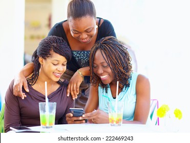 Happy African Friends Chatting In Social Network