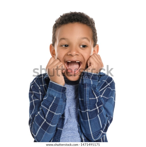 Happy Africanamerican Boy On White Background Stock Photo 1471495175 ...