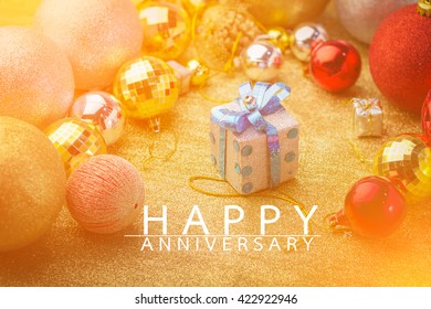 Happy Anniversary Card With Golden Color Style