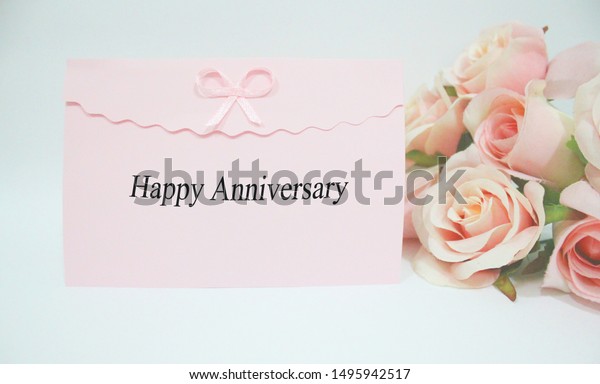 Happy Anniversary Greeting Card Pink Roses Stock Photo 1495942517 ...