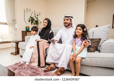 Happy Arabian Family Having Fun At Home