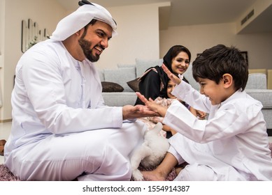 Happy Arabian Family Having Fun At Home