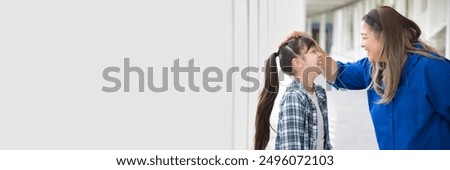 Similar – Brunette surfer woman with top and bikini kissing surfboard