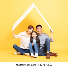 Happy Asian Family  In New House With Roof Concept