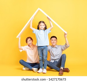 Happy Asian Family  In New House With Roof Concept