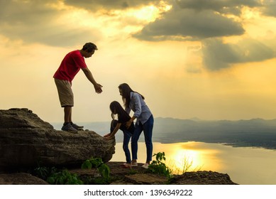 Happy Asian Family  Travel Mountain