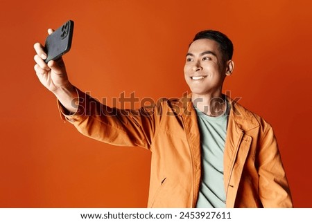 Similar – Image, Stock Photo Stylish handsome man capture. Nature photography
