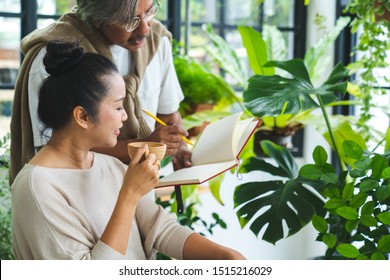 Happy Asian Senior Couple Gardening Together Smiling Health Care And Happiness Life After Retirement.