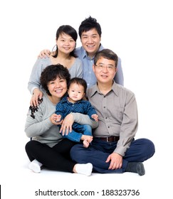 Happy Asian Three Generation Family