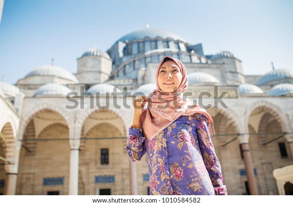 Happy Attractive Muslim Woman Istanbul Turkey Stock Photo 1010584582 ...