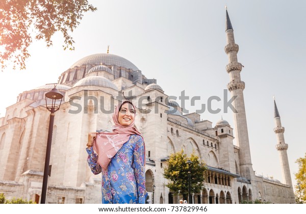 Happy Attractive Muslim Woman Istanbul Turkey Stock Photo (Edit Now ...