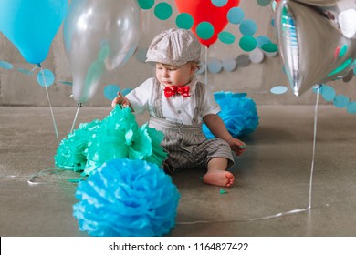 Happy Baby Boy Celebrating First Birthday Stock Photo Edit Now