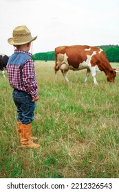 Happy Baby Cowboy In Nature