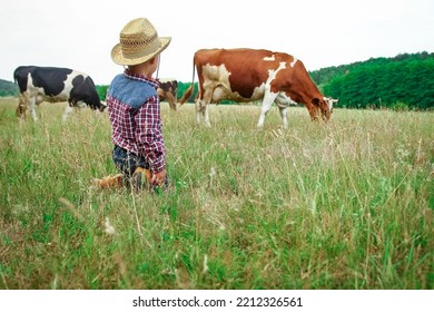 Happy Baby Cowboy In Nature