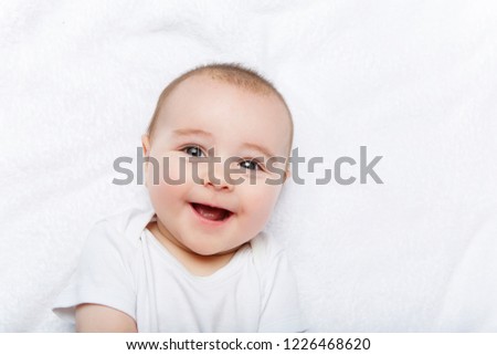 Similar – Portrait of 3 month old baby smiling.