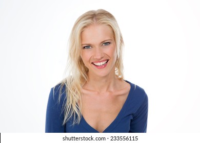 happy beautiful blond female with sparkling smile