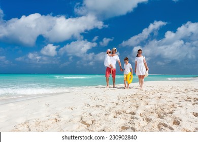 Happy Beautiful Family On A Caribbean Holiday Vacation