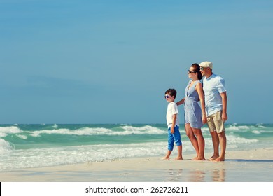 Happy Beautiful Family On Florida Summer Holiday Vacation