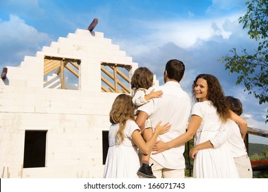 Happy And Big Family Builds A New House For Living