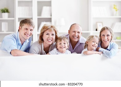 Happy Big Family With Children At Home