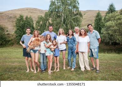 Happy Big Family Outdoors