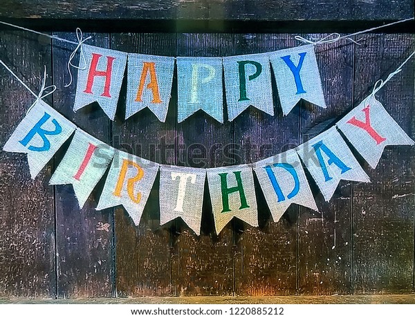 Happy Birthday Banner Sign Hanging On Stock Photo 1220885212 | Shutterstock